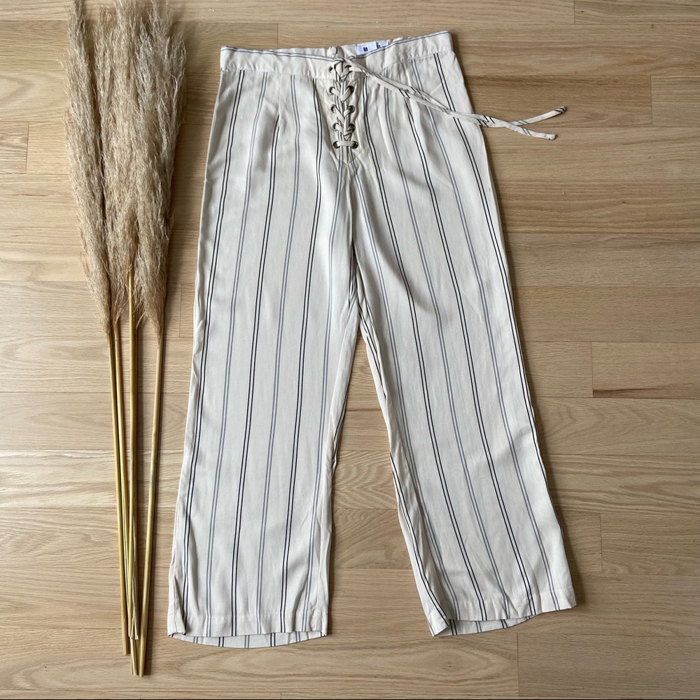 COPY - BB Dakota | Cream Striped Lace up Trousers | Size 4